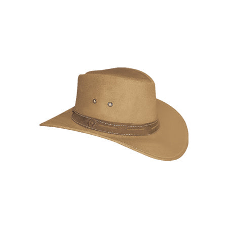 Light tan flat-brim hat with wide embossed band and crown eyelets Main image