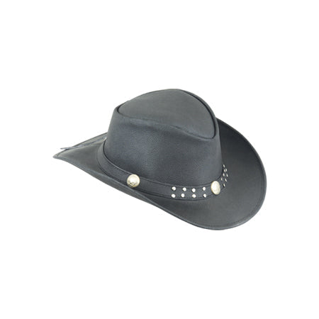 Dark grey hat with black band, one silver concho and rows of small studs Main image