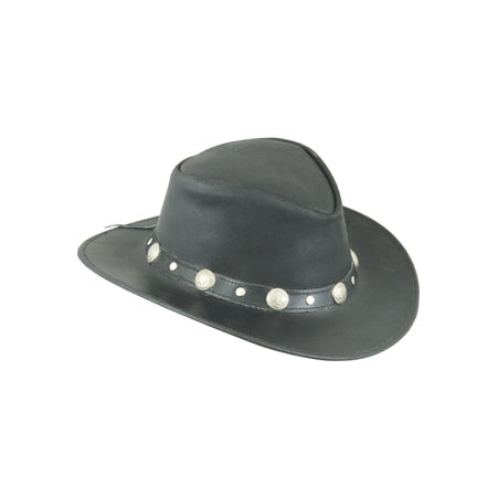 Charcoal hat with black band of silver-coloured conchos and round studs Main image