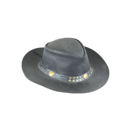 Black hat with band of gold-coloured conchos and rows of small studs Main image