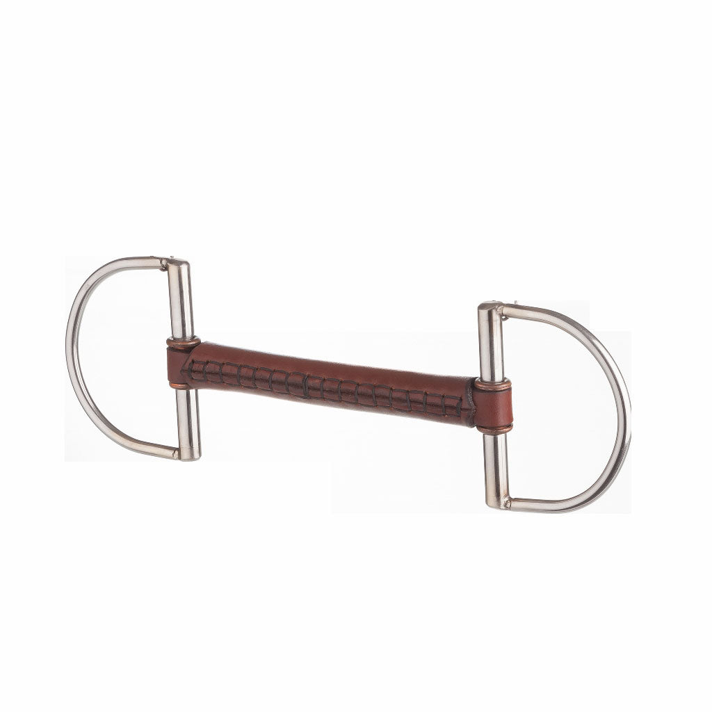 Dee-ring bit with smooth burgundy-brown leather bar